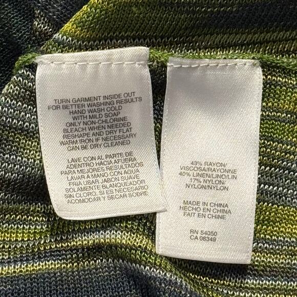 NWT Jones New York Tunic Top Linen Sheer Cowl Boho Earthy Minimalist Green XL - Picture 3 of 5